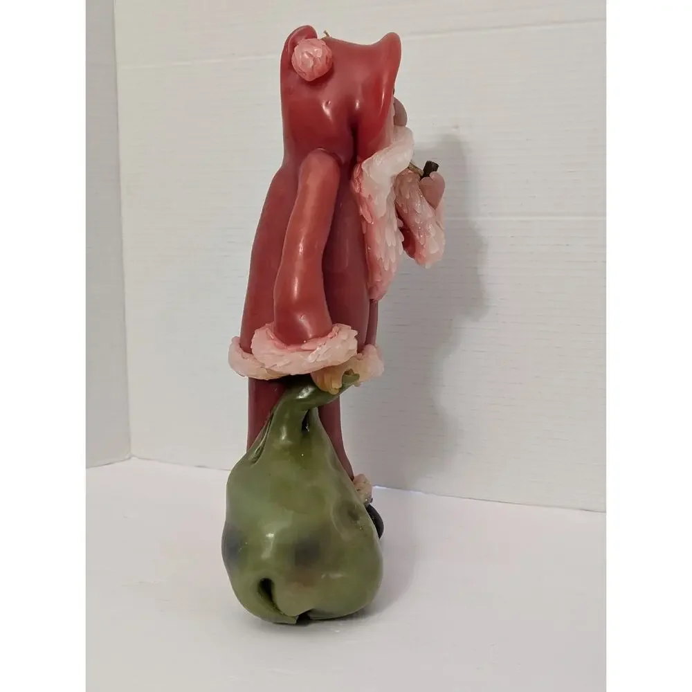 Vintage Northern Lights Fantasy Figure Santa Candle with Pipe & Gift Bag